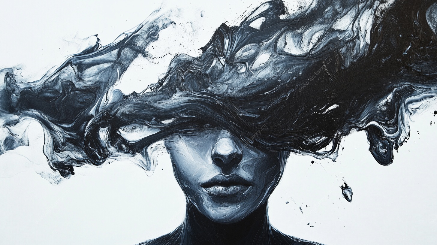 水墨人脸抽象艺术画作