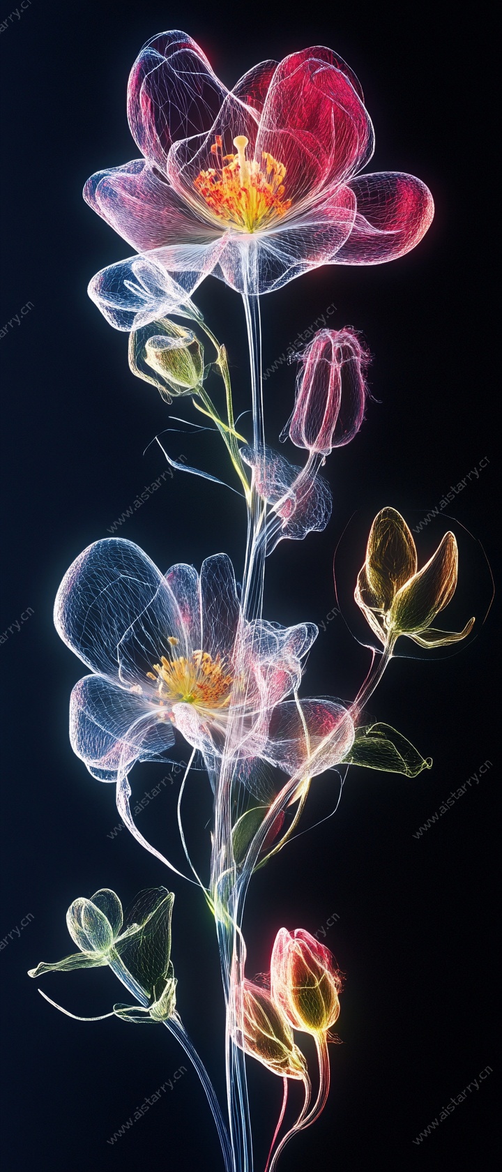 X光风格透明花朵图像