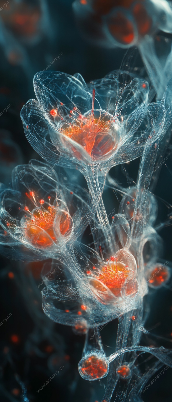 梦幻透明细胞花朵图像