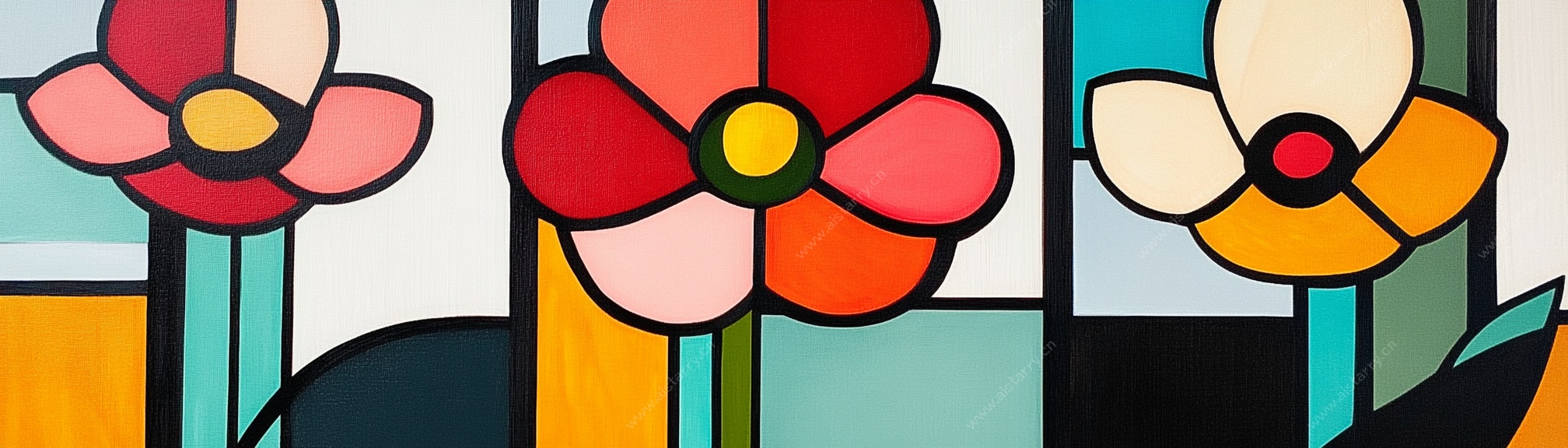 抽象多彩花卉装饰图案