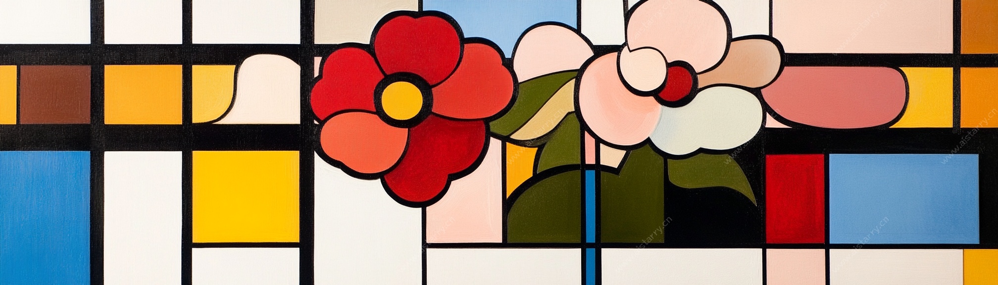 彩色玻璃花卉图案