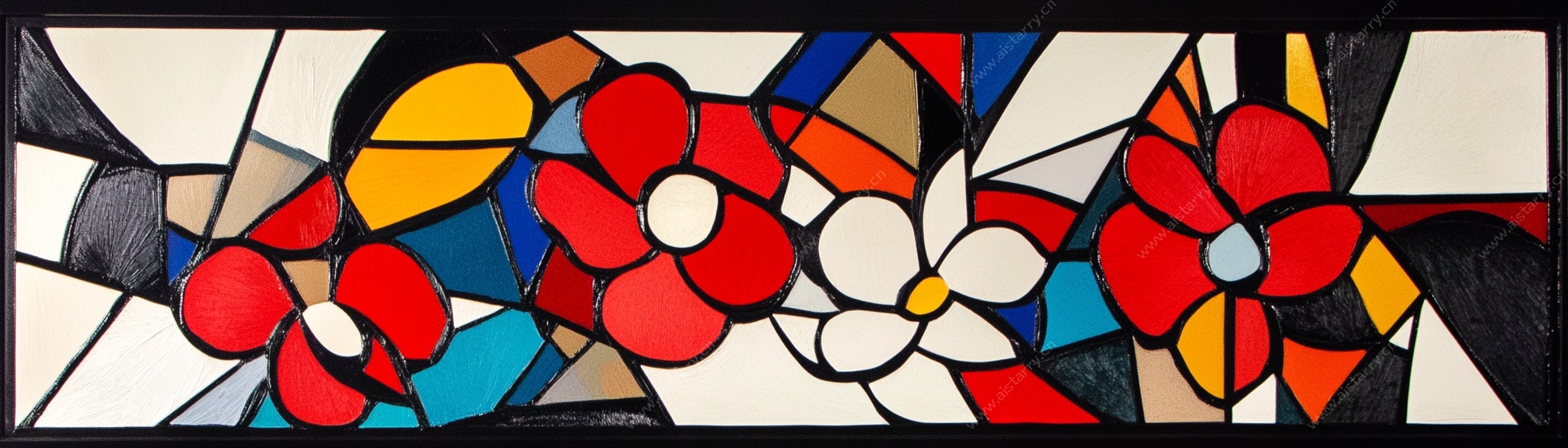 彩色玻璃花卉图案