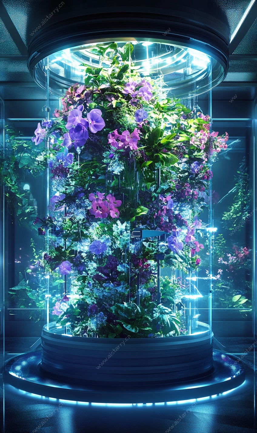 未来感室内垂直花卉景观