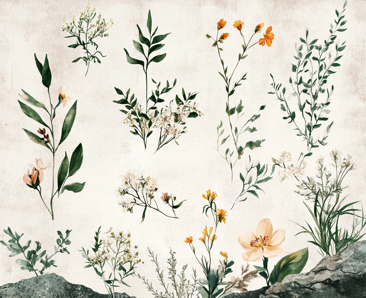 手绘花卉植物素材图