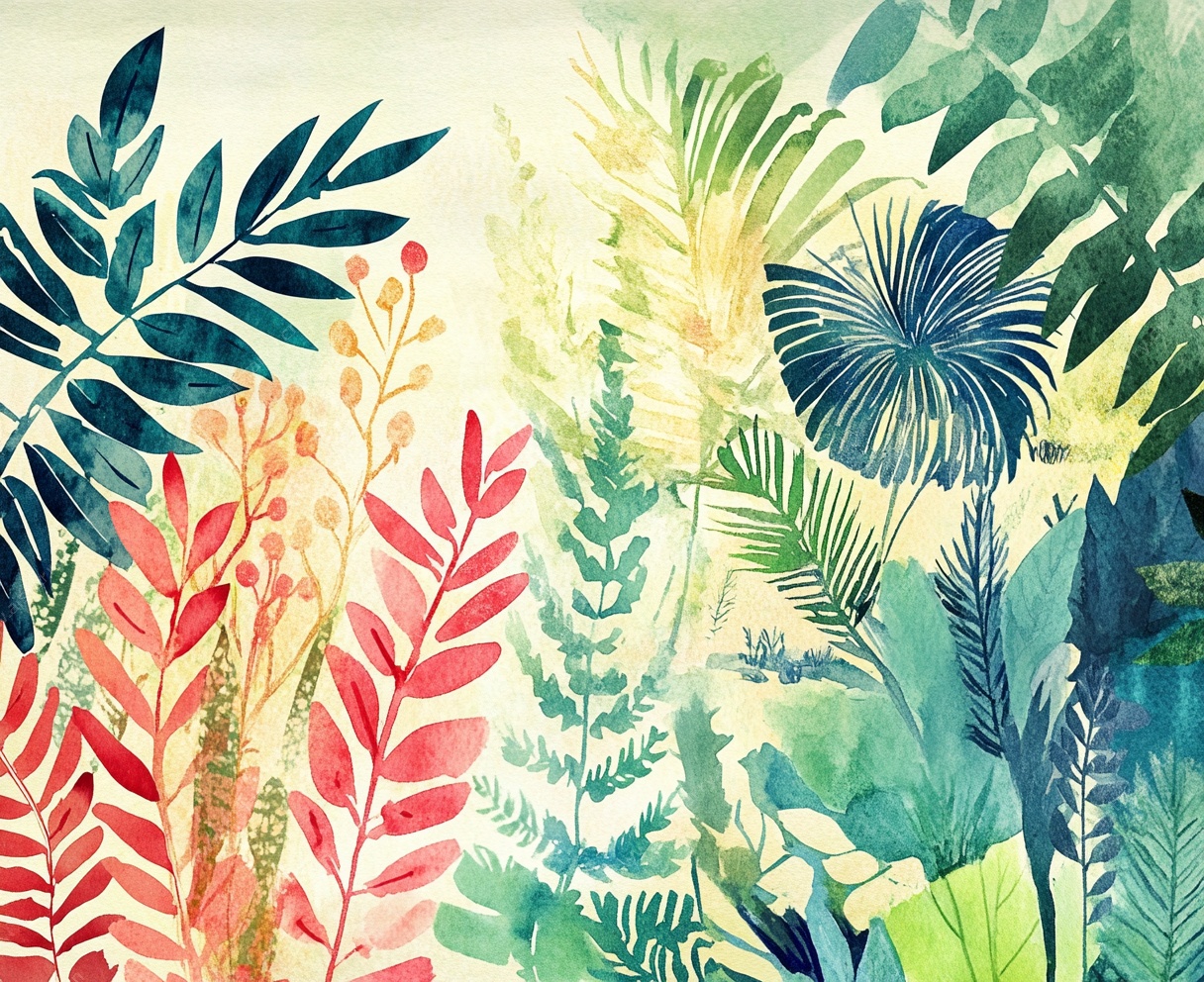 水彩热带植物背景图