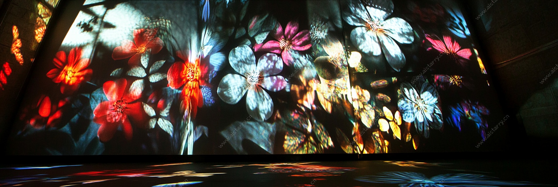 梦幻花卉投影艺术画面