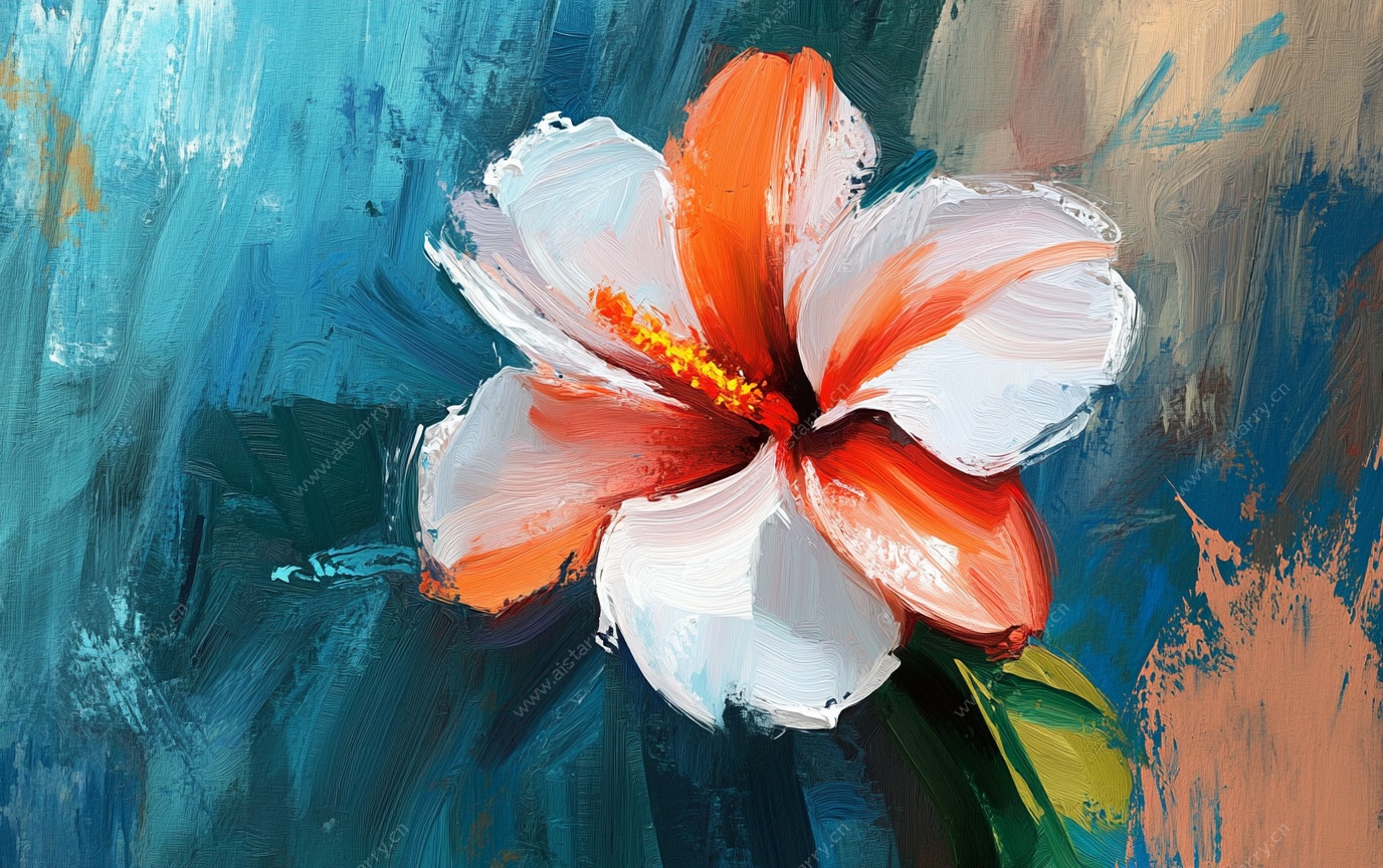 油画风扶桑花特写