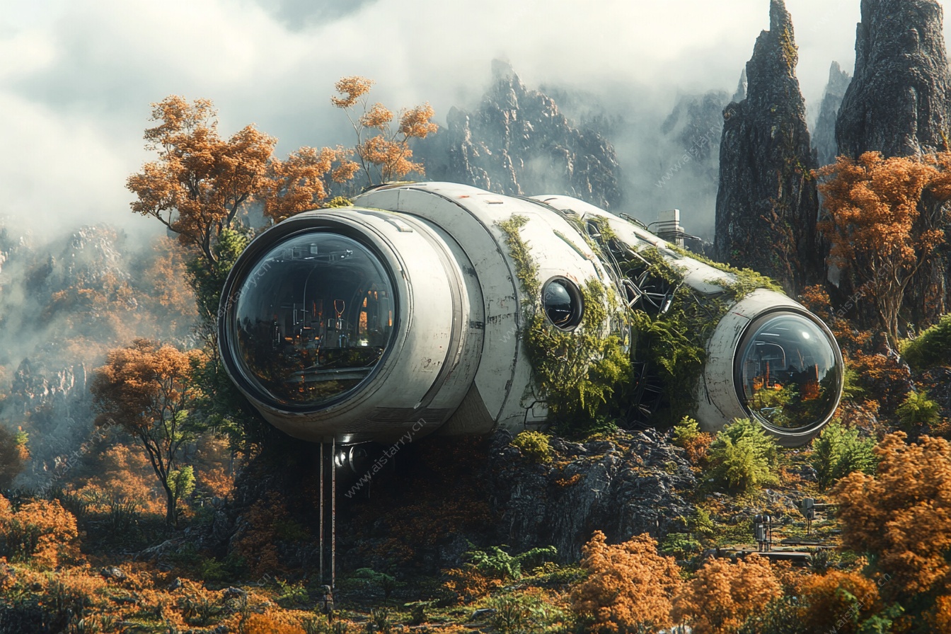 未来外星生态居住舱景观