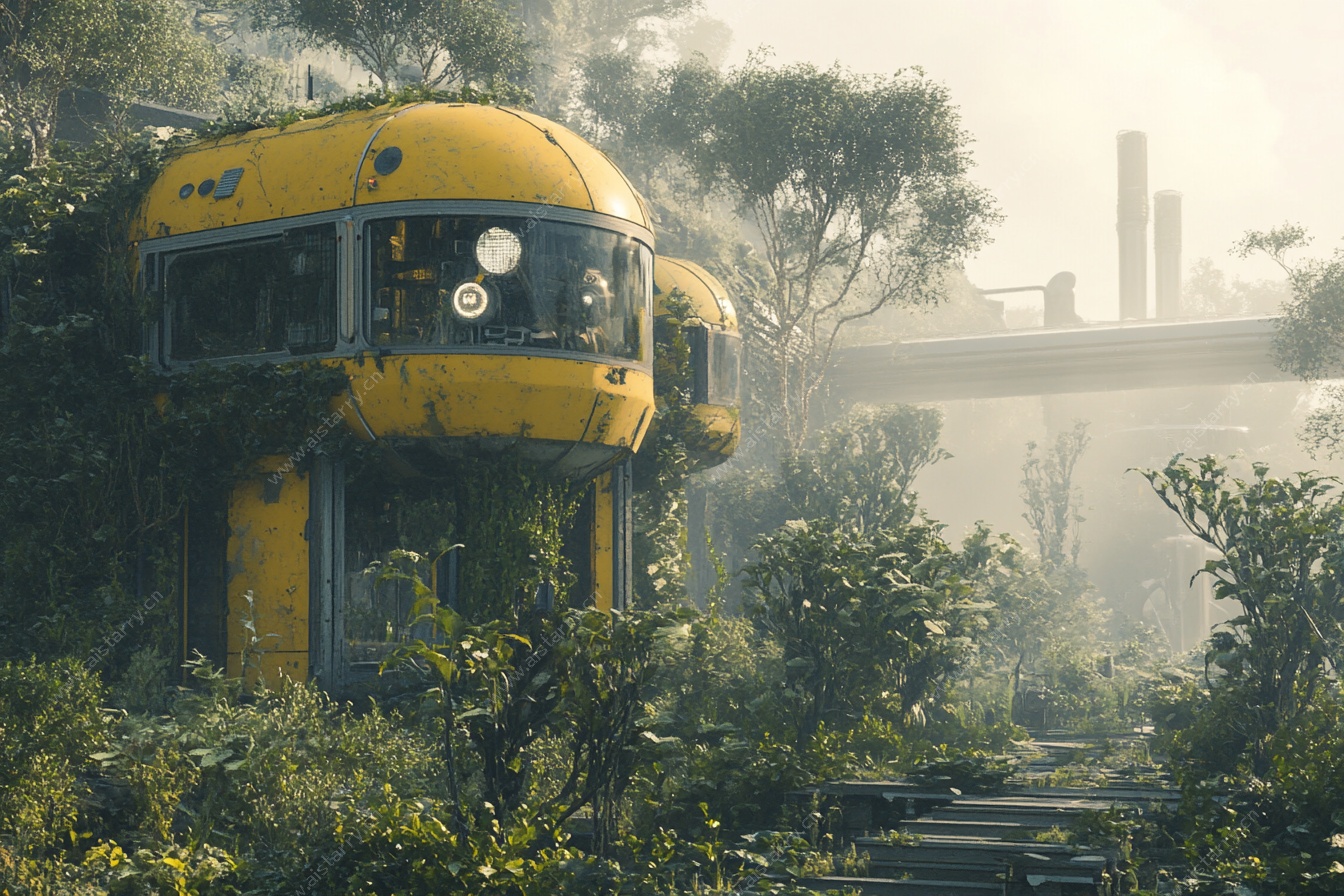 未来废土风黄色圆顶建筑