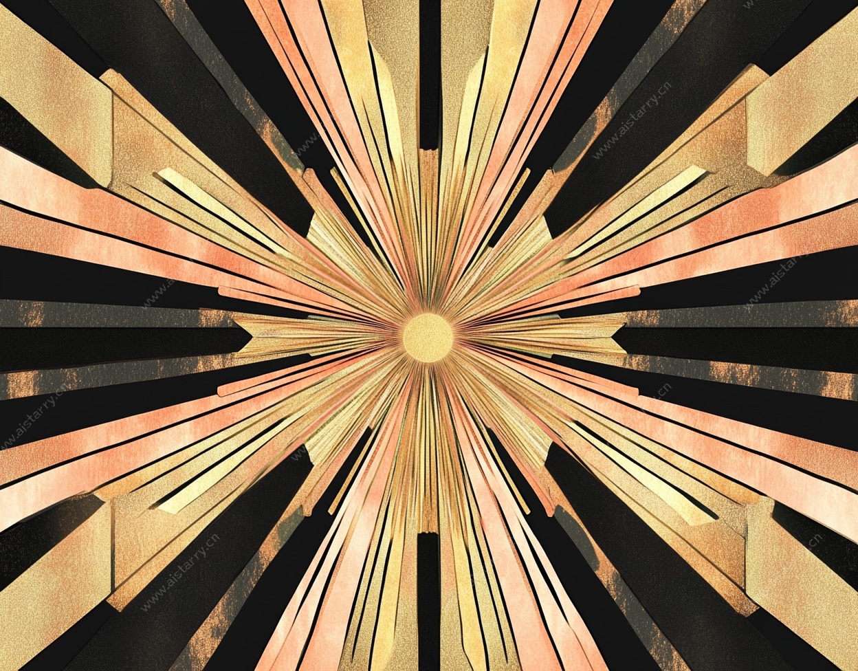 金色放射状几何抽象图案