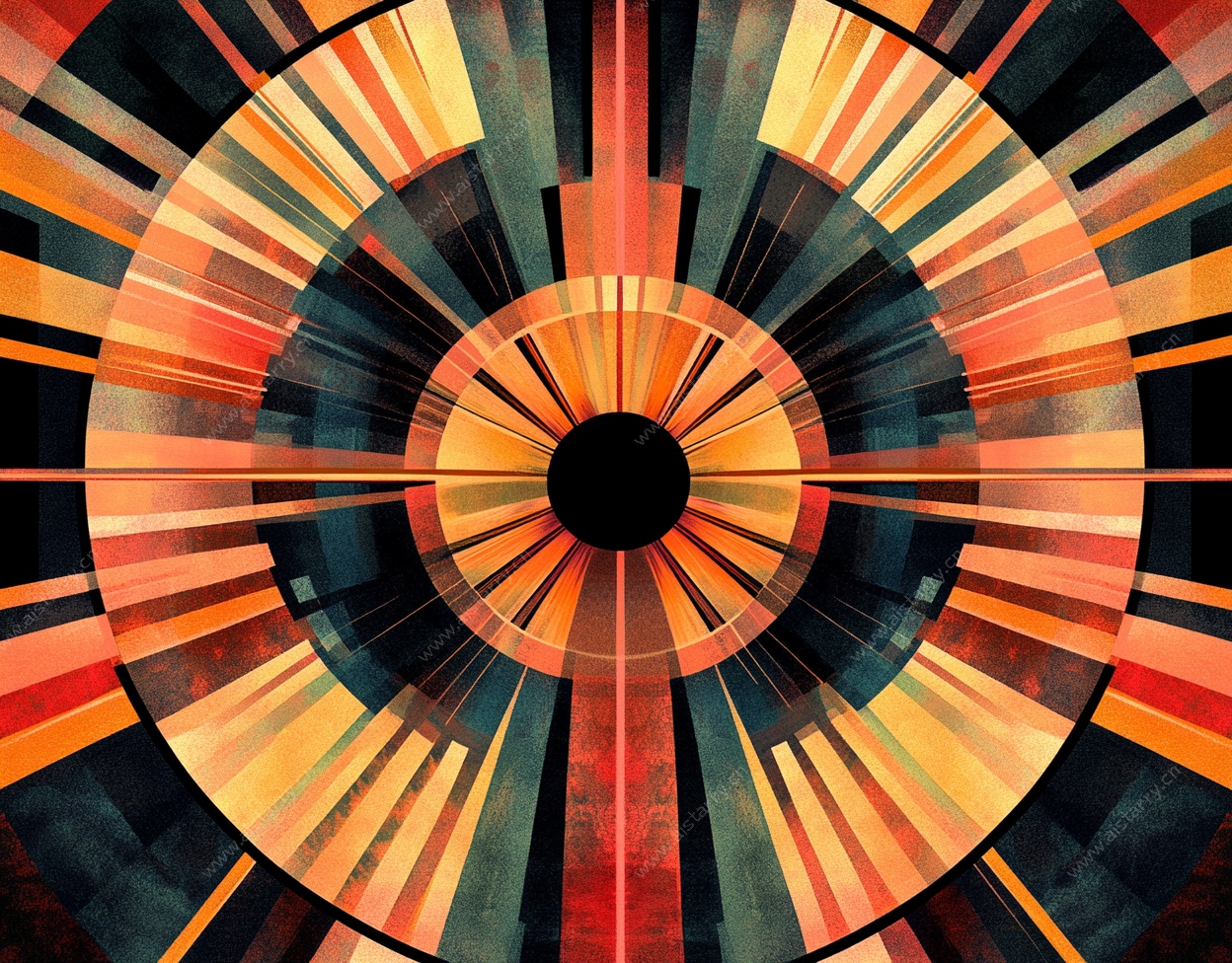 炫彩放射状几何抽象图案