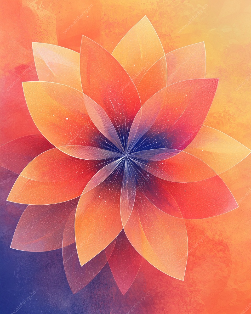 梦幻渐变花朵艺术插画