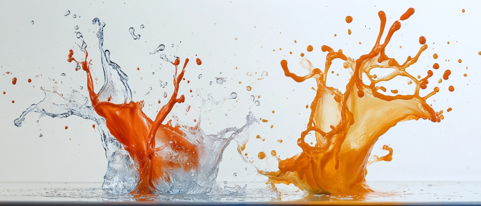 橙白双色液体飞溅瞬间