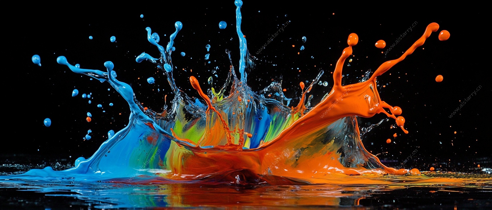 彩色墨水飞溅艺术画面