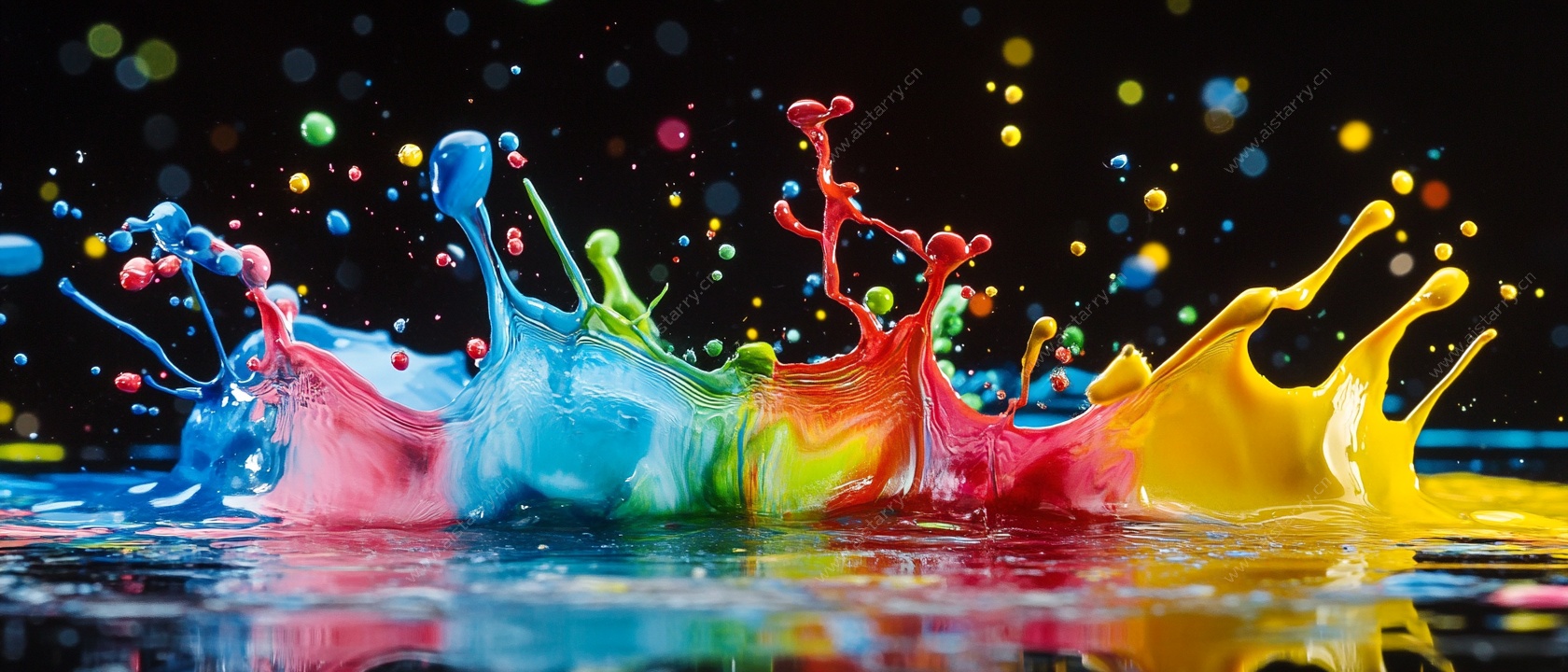 彩色墨水飞溅艺术画面