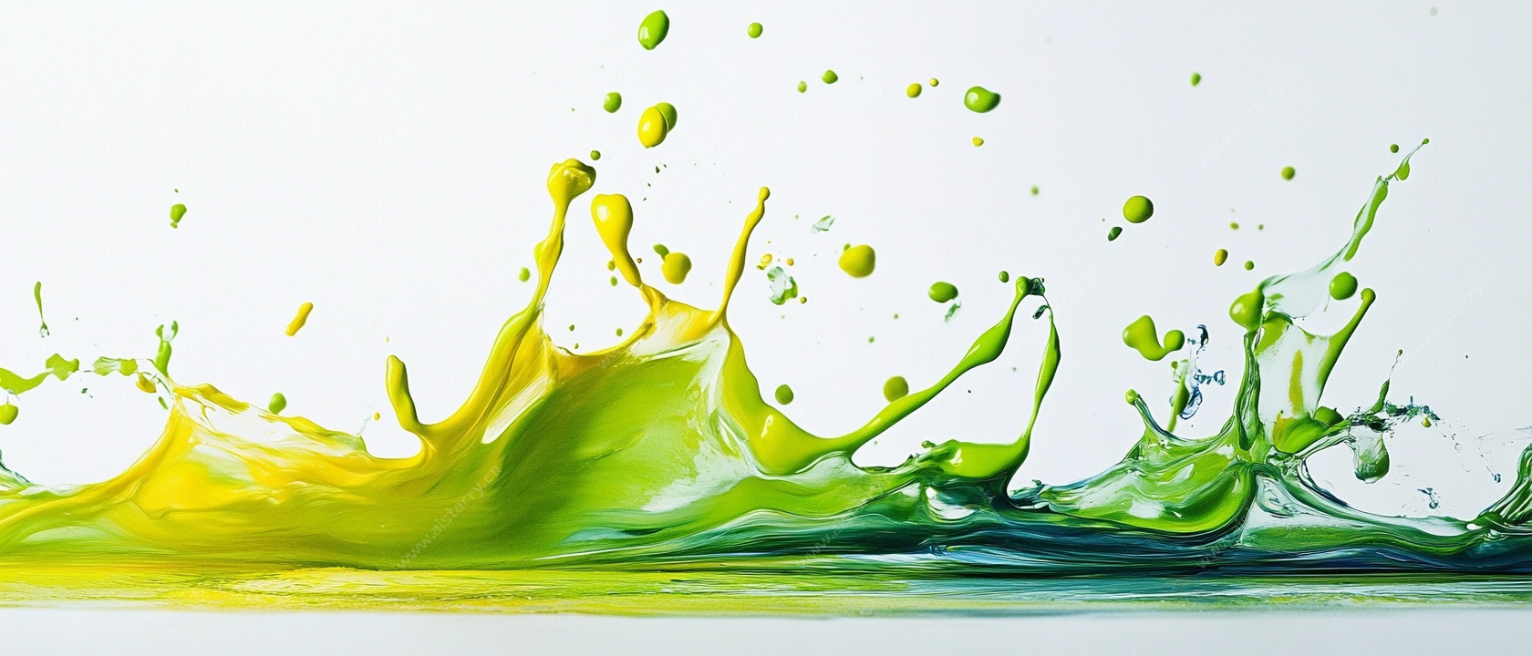 黄绿颜料飞溅瞬间