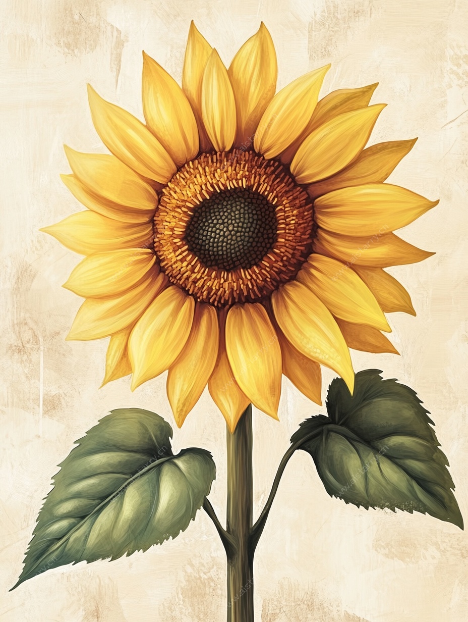 复古风向日葵插画