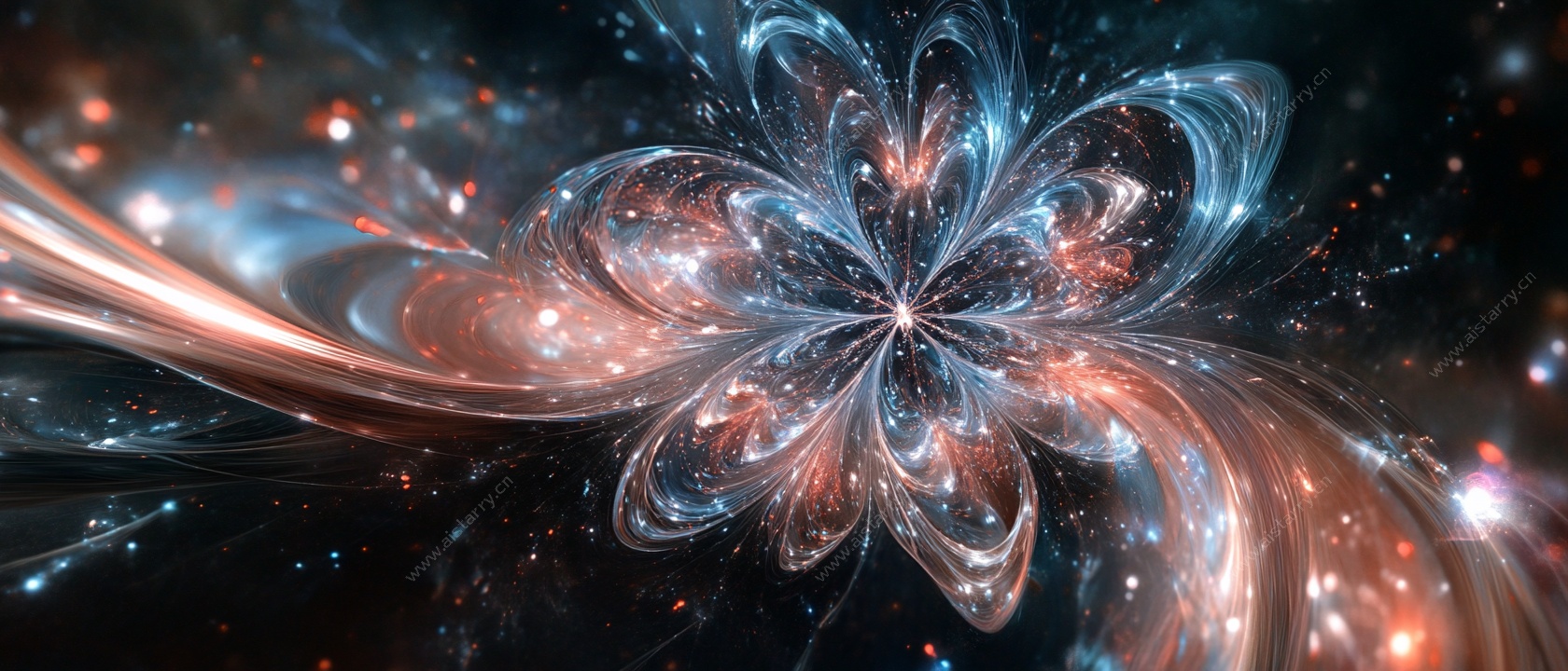 梦幻炫彩分形花朵抽象图