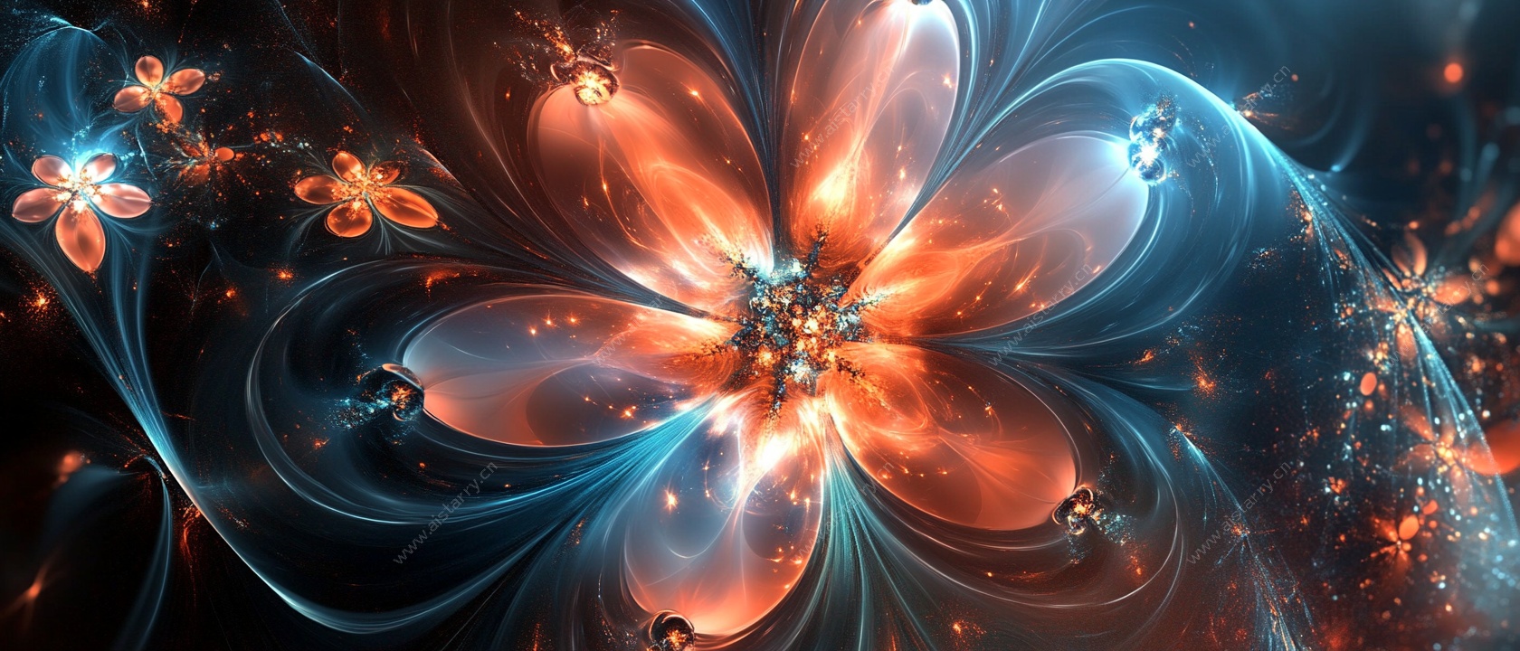 梦幻炫彩分形花朵图案