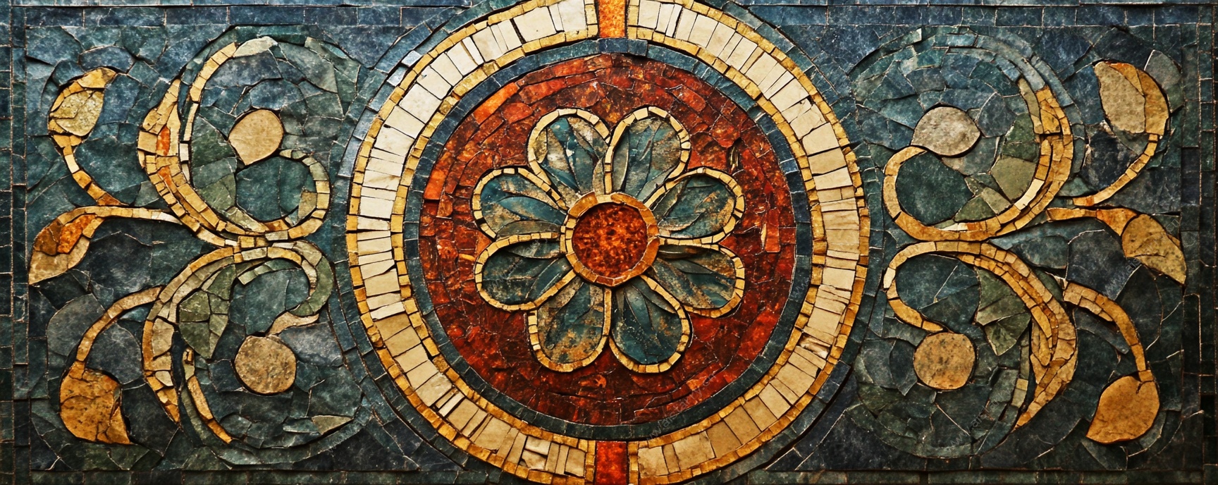 复古花卉马赛克装饰图案