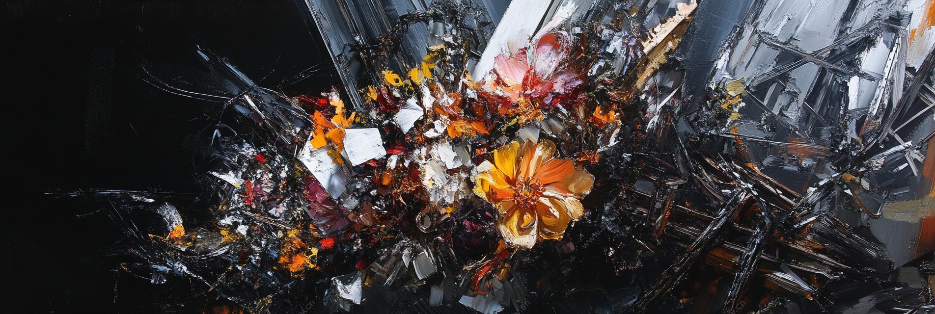 机械花朵抽象艺术画面