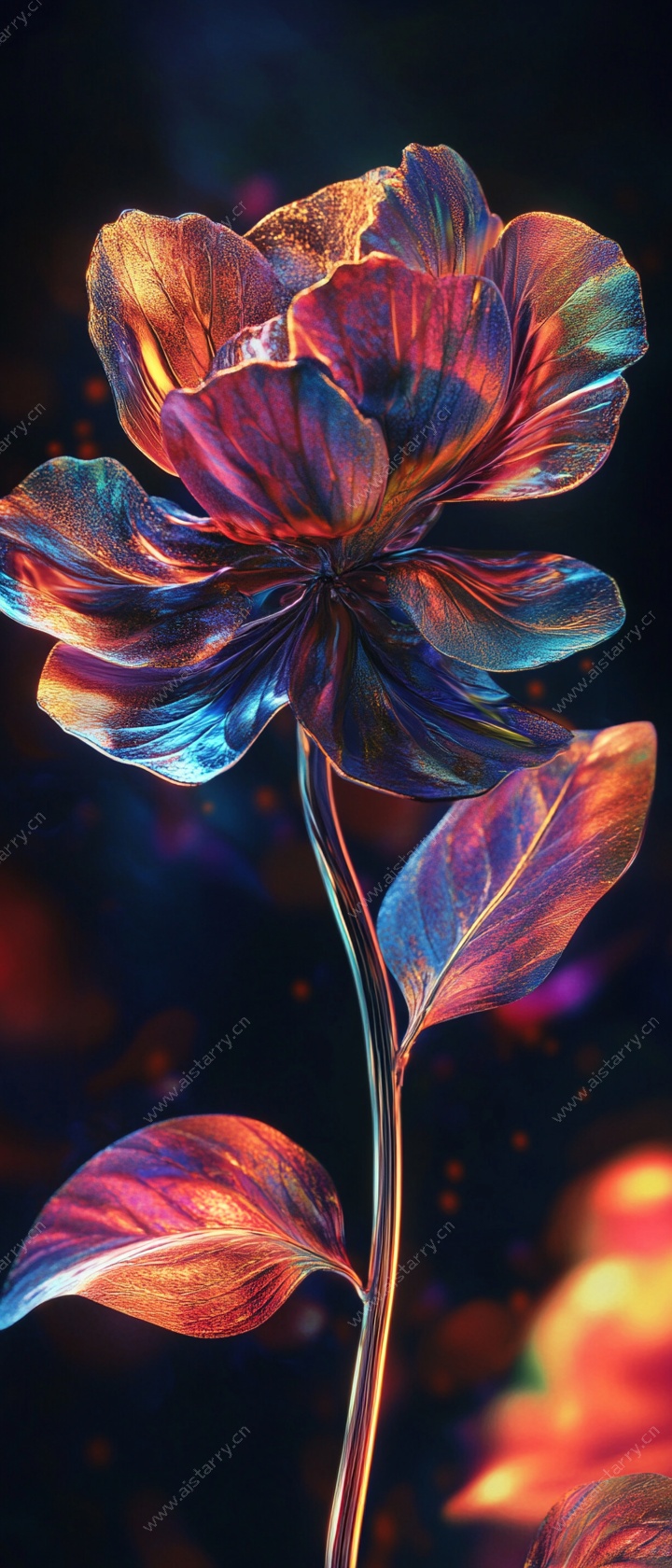 梦幻炫彩花卉插画