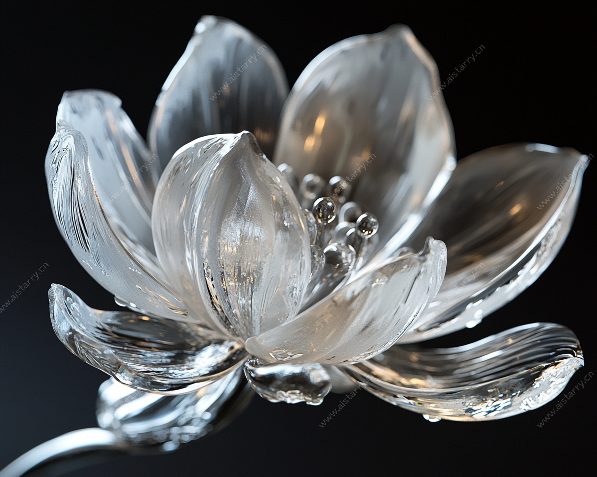 透明琉璃莲花摆件