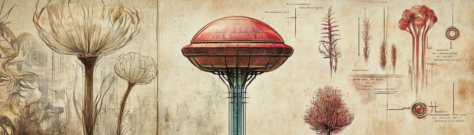 复古风菌类植物手绘插画