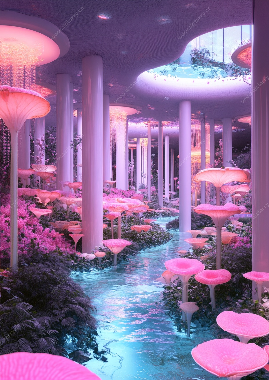 梦幻粉紫奇幻植物景观