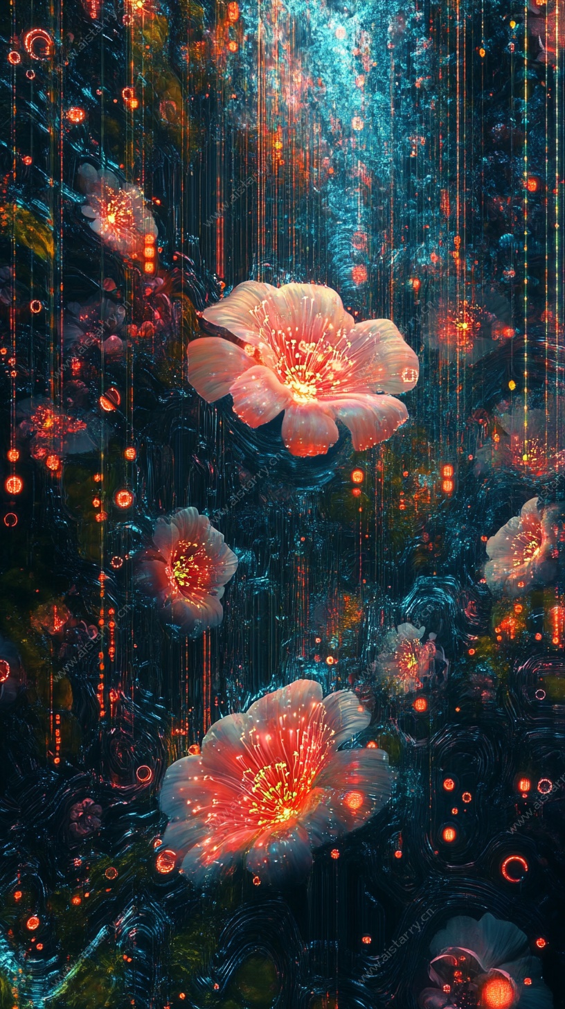 梦幻发光花卉奇幻场景