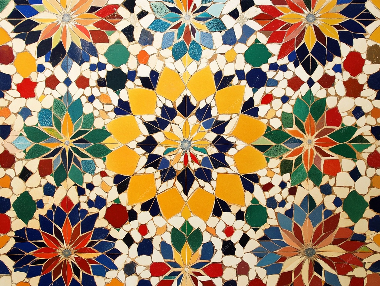 多彩马赛克几何花纹图案
