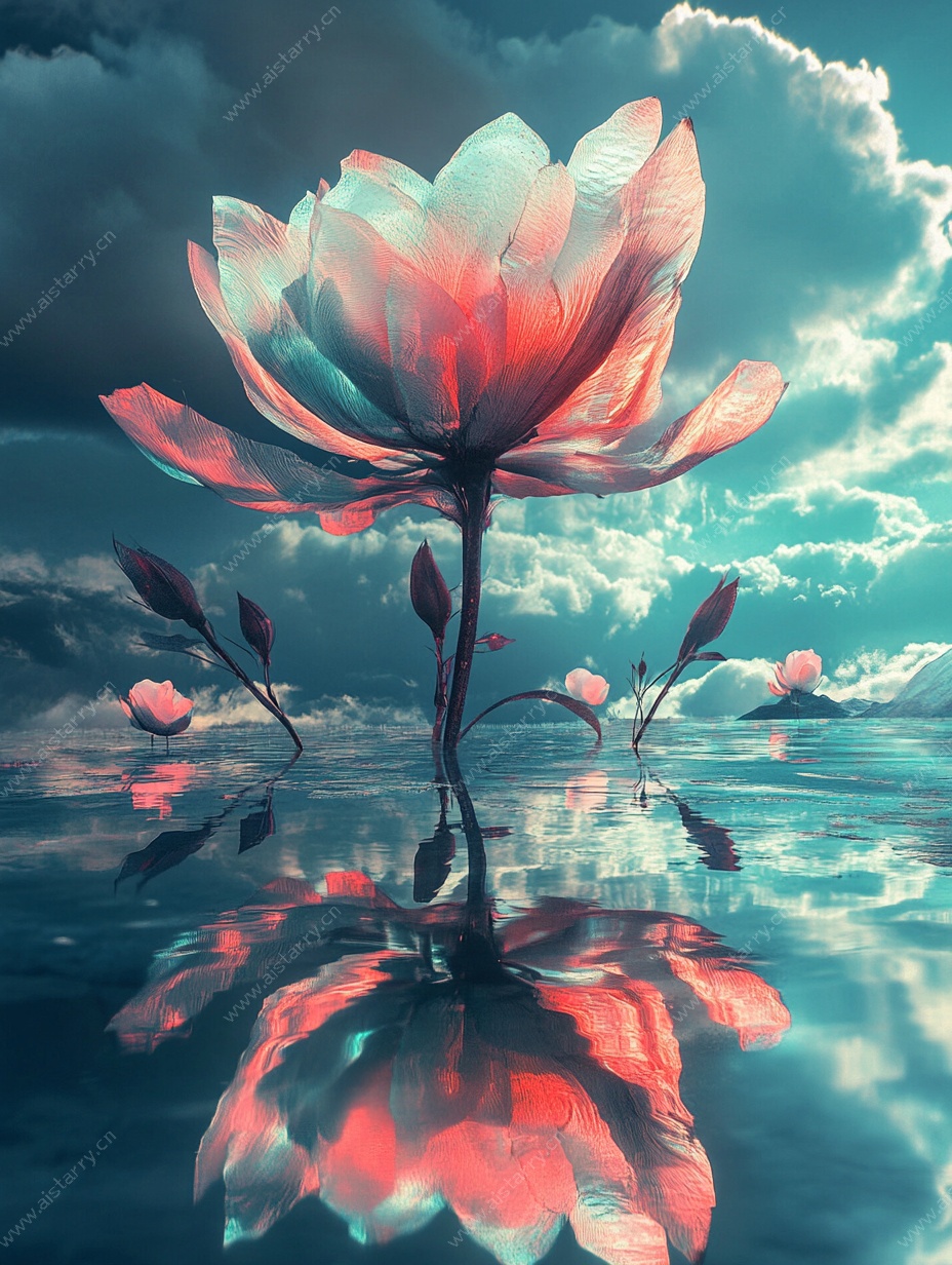 梦幻荷花映于云水之间