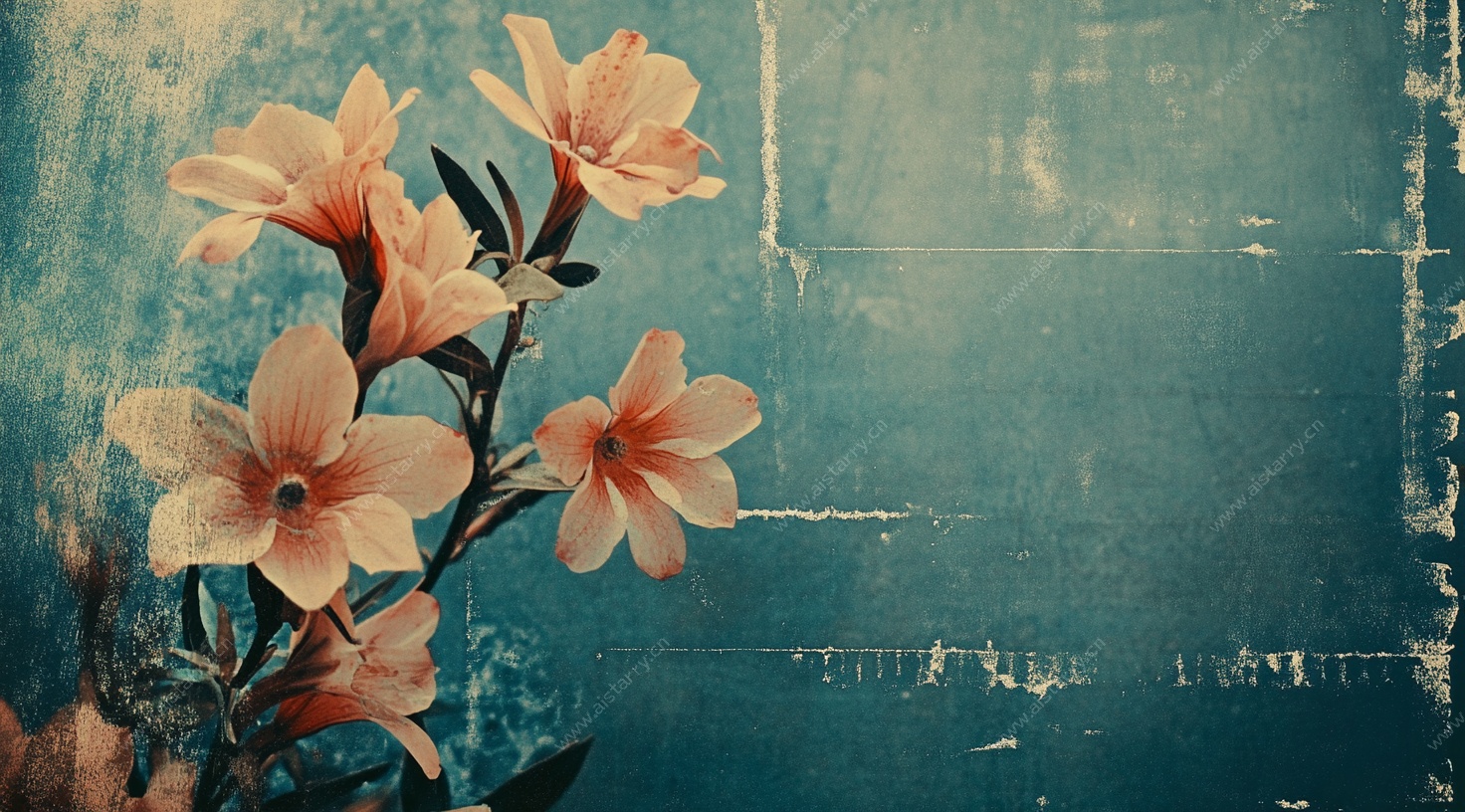 复古风粉色花卉背景图