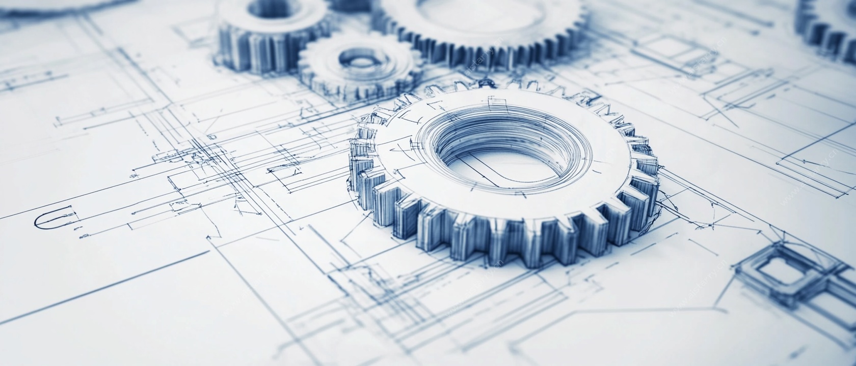 齿轮置于工程图纸上