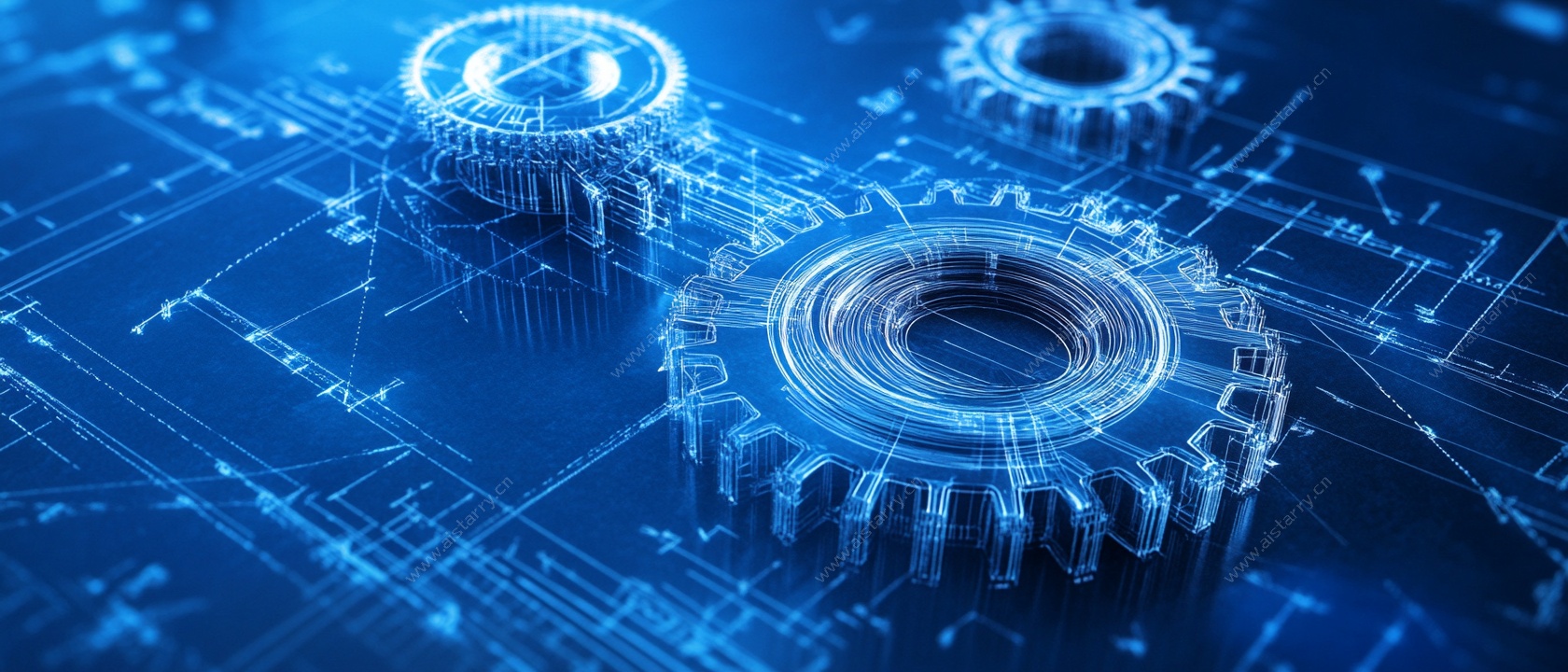 科技风齿轮蓝图背景图