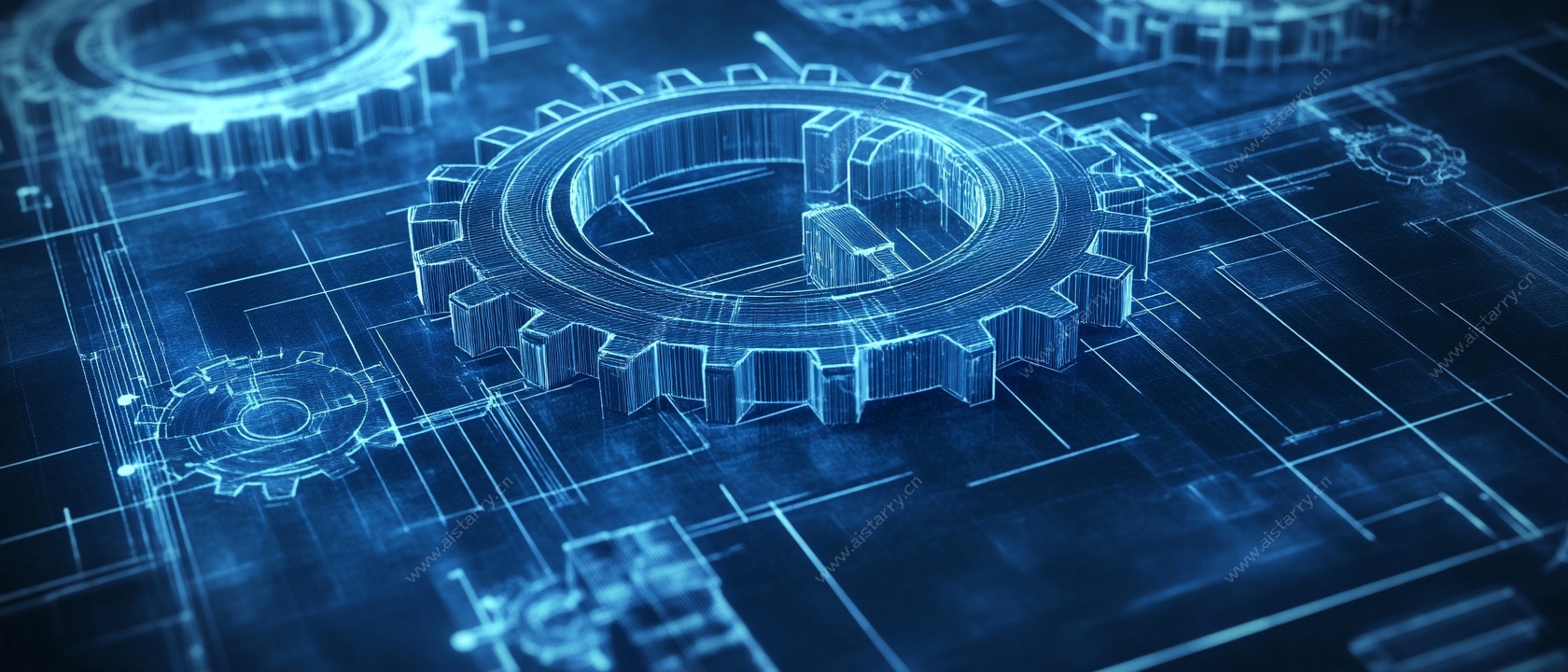 科技风机械齿轮蓝图图像