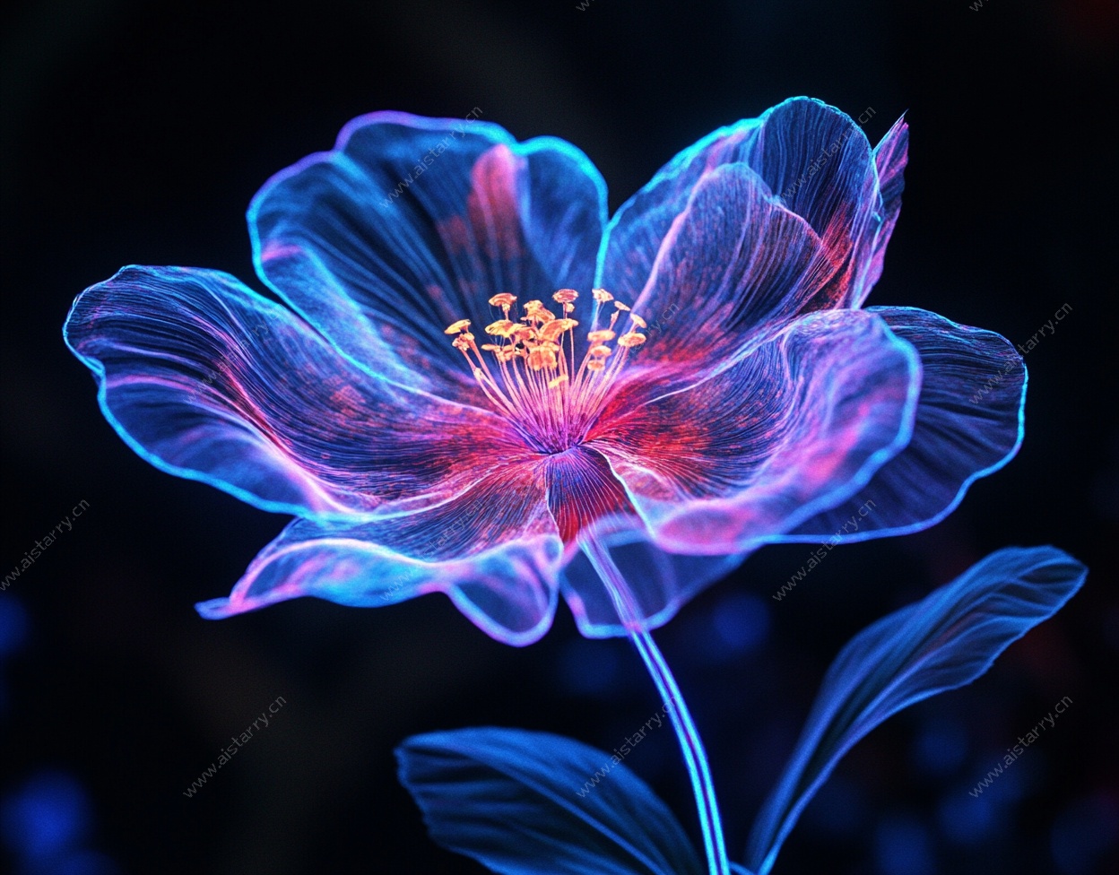 梦幻蓝紫荧光花卉