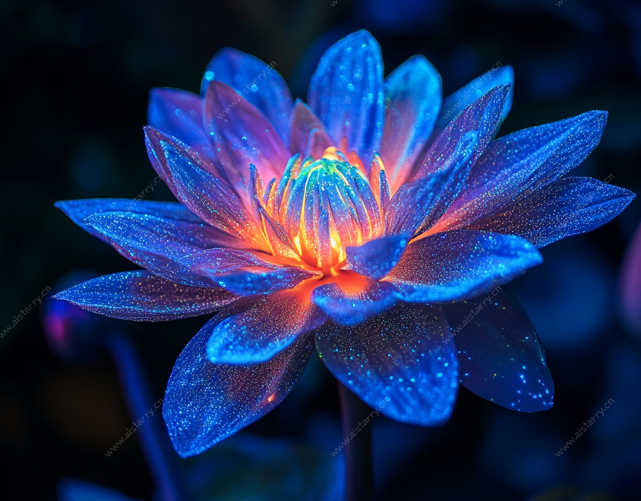 梦幻蓝色发光莲花