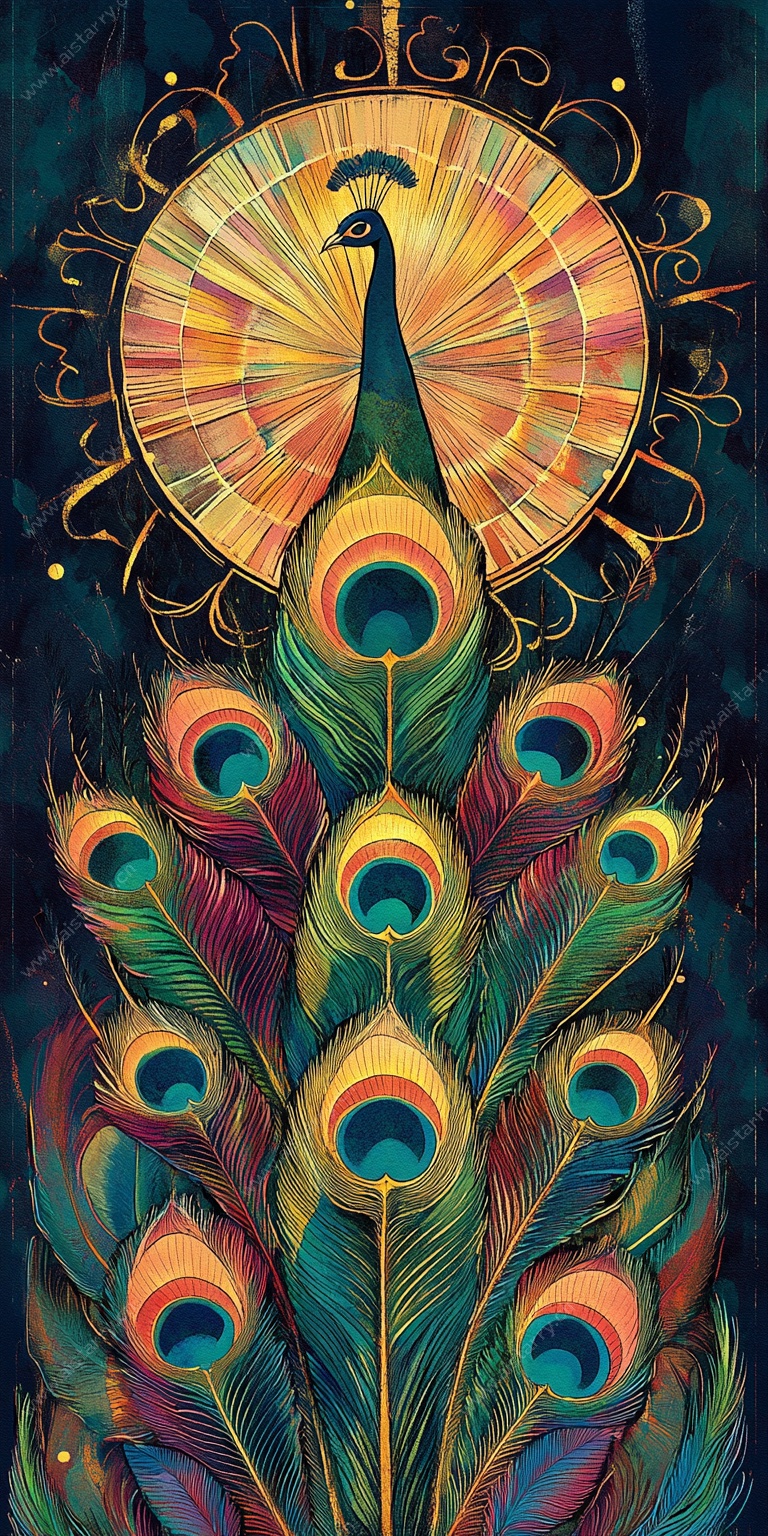 绚丽孔雀插画