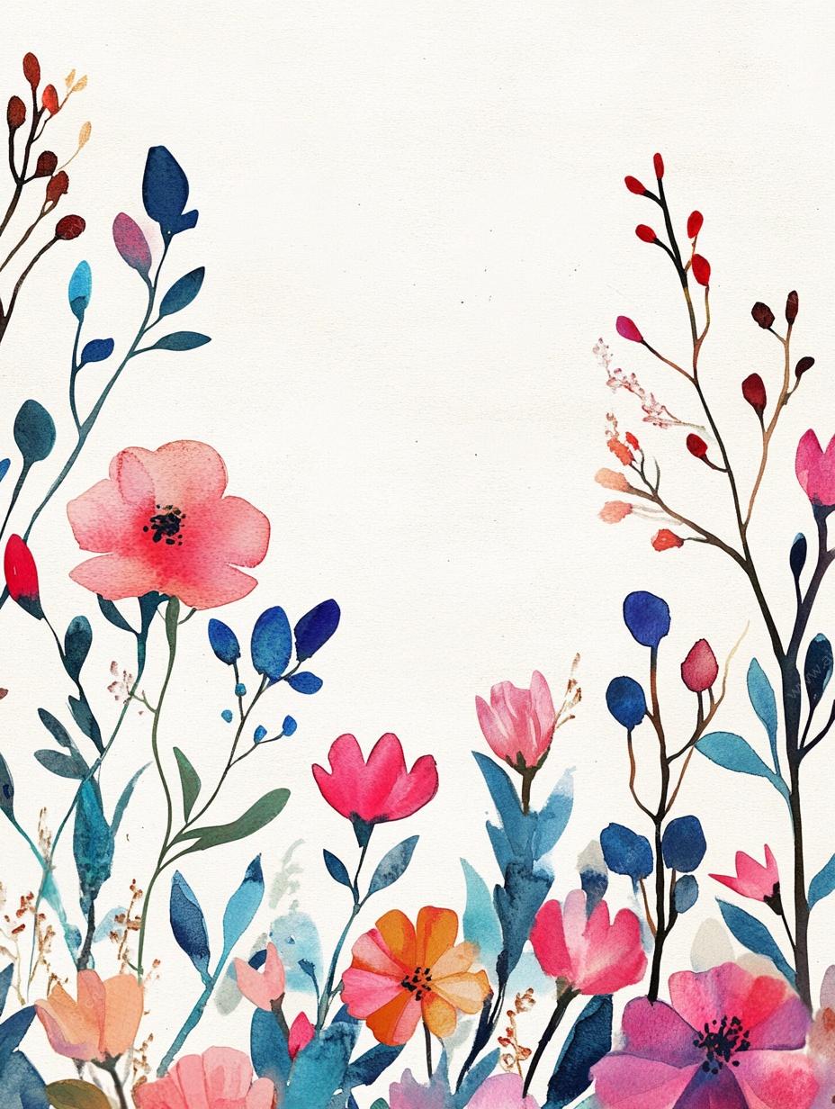 水彩花卉边框装饰图