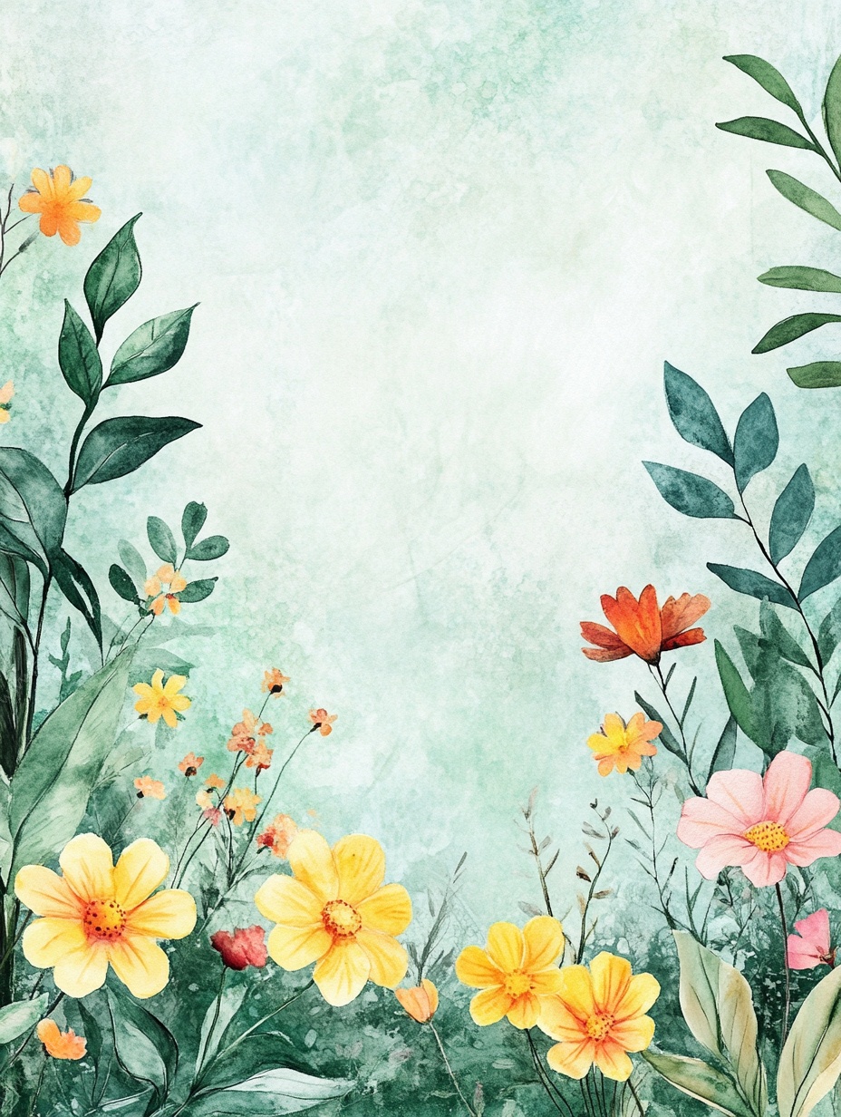 清新手绘花卉背景图