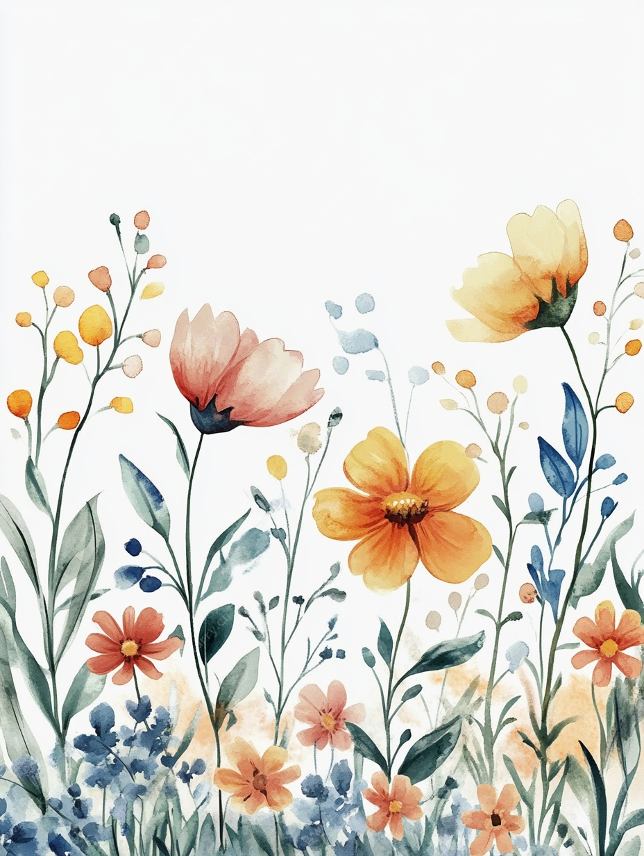 水彩花卉边饰图案