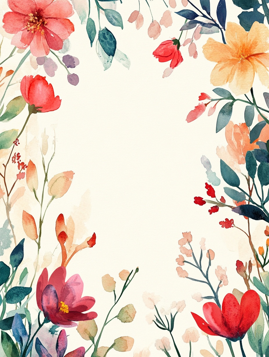 水彩花卉边框背景图