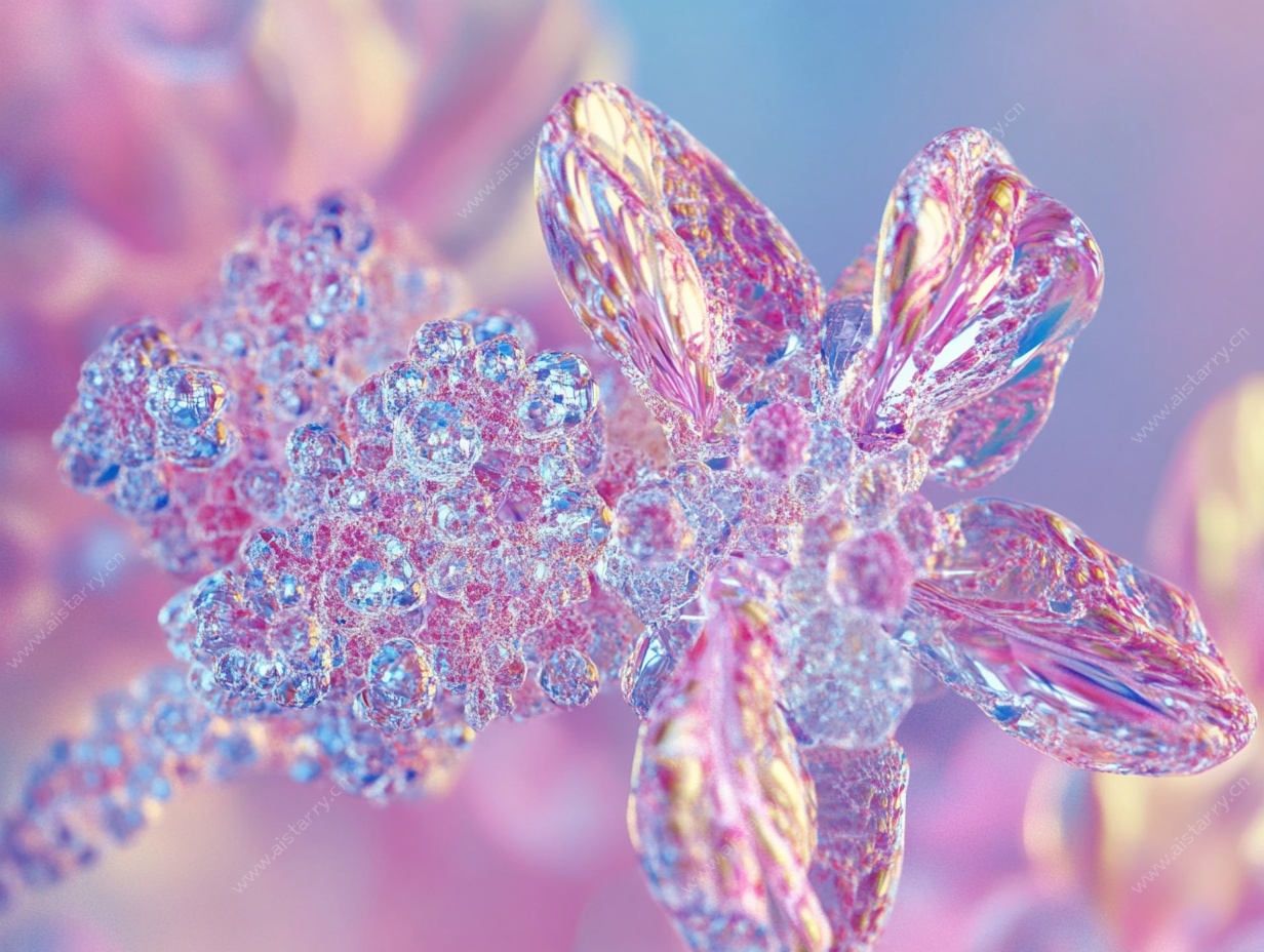 梦幻冰晶花朵特写