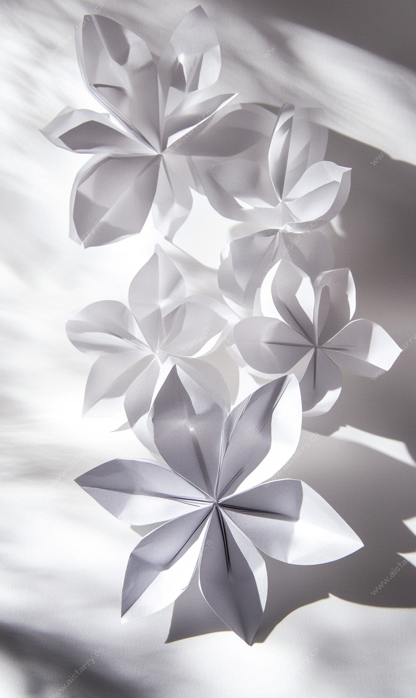 白色折纸花朵艺术展示