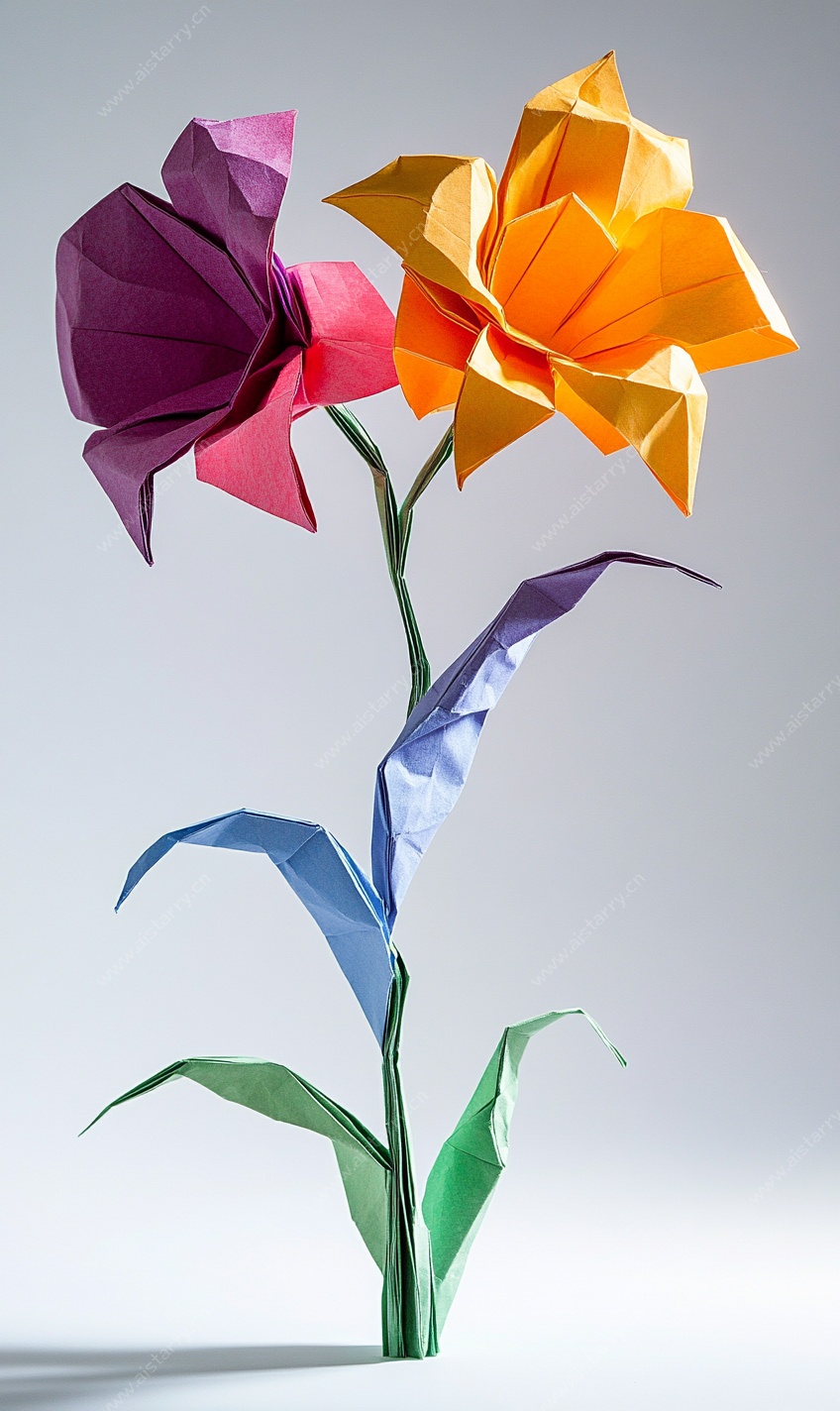 多彩折纸花卉艺术造型