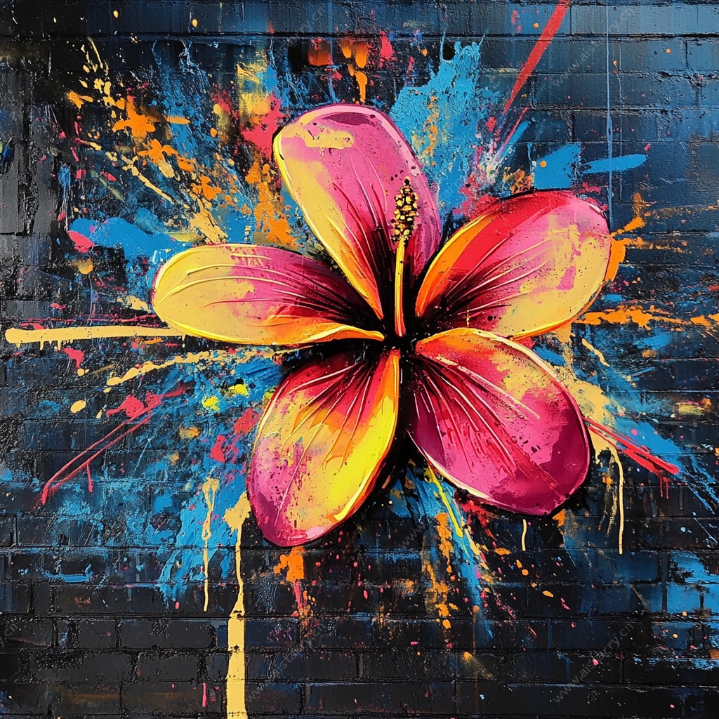 绚丽涂鸦花卉艺术作品