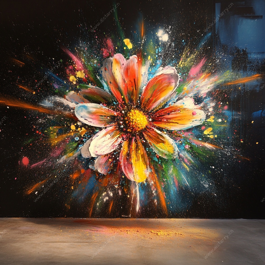 绚丽绽放花朵艺术涂鸦画