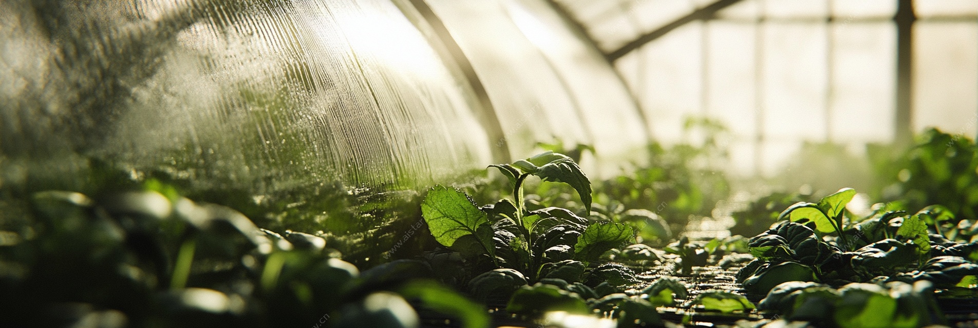 温室中蓬勃生长的嫩绿幼苗