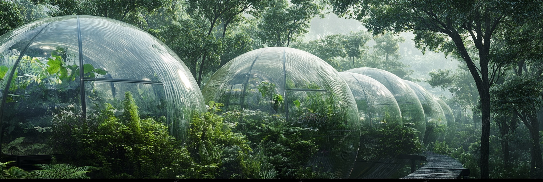 森林中的透明生态球景观